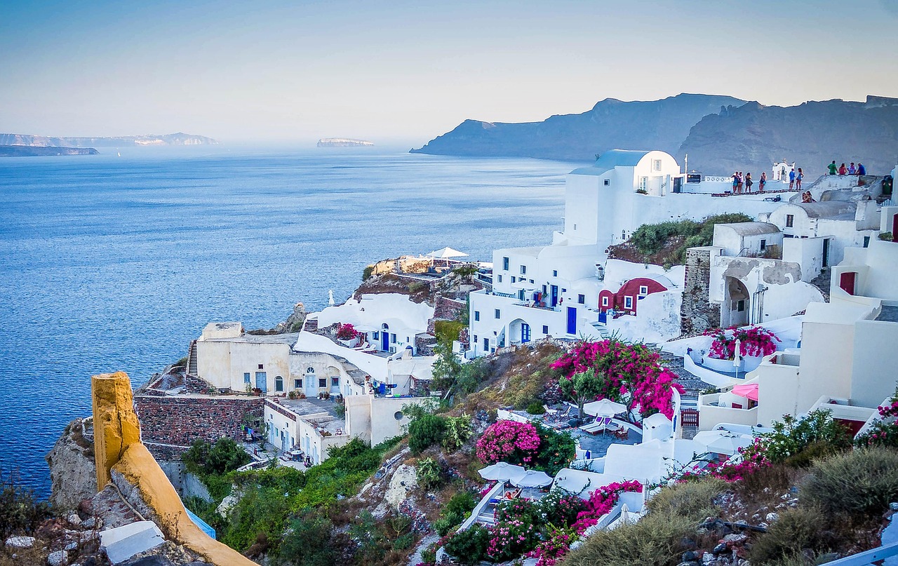 Oude stad Santorini als keukenachterwand canvas.