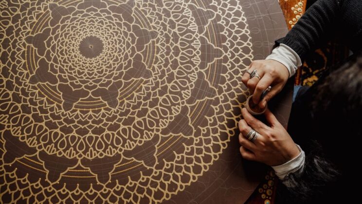 Mandala patroon wanddecoratie voor een kerstsfeer
